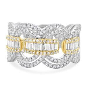 Duo by EFFY® Diamond Statement Ring in 14k White and Yellow Gold